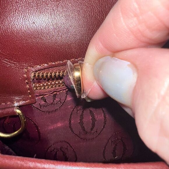 CARTIER Clutch bag Must de Line Pouch Clutch bag Leather Wine Red - Picture 5 of 12